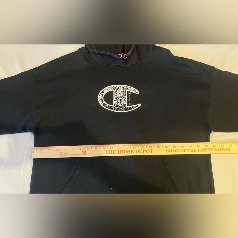 Champion Black Hoodie with Intricate Graphic C Logo - Picture 9 of 9